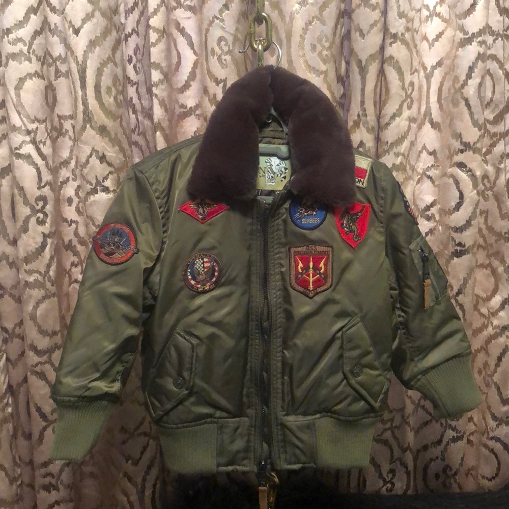 Top gun army green Kids bomber
